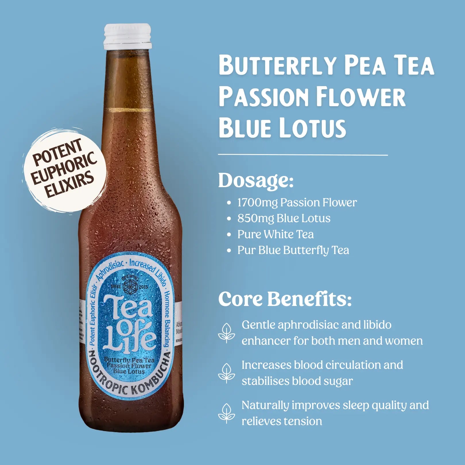 Butterfly Pea Tea Passion Flower Blue Lotus Kombucha