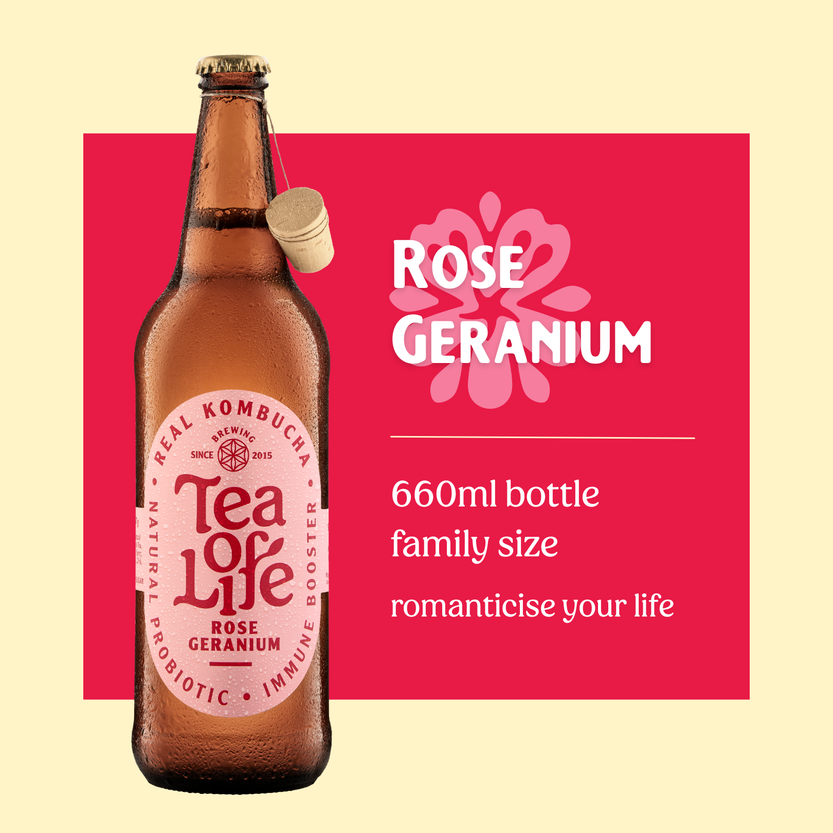Family size Rose Geranium Kombucha