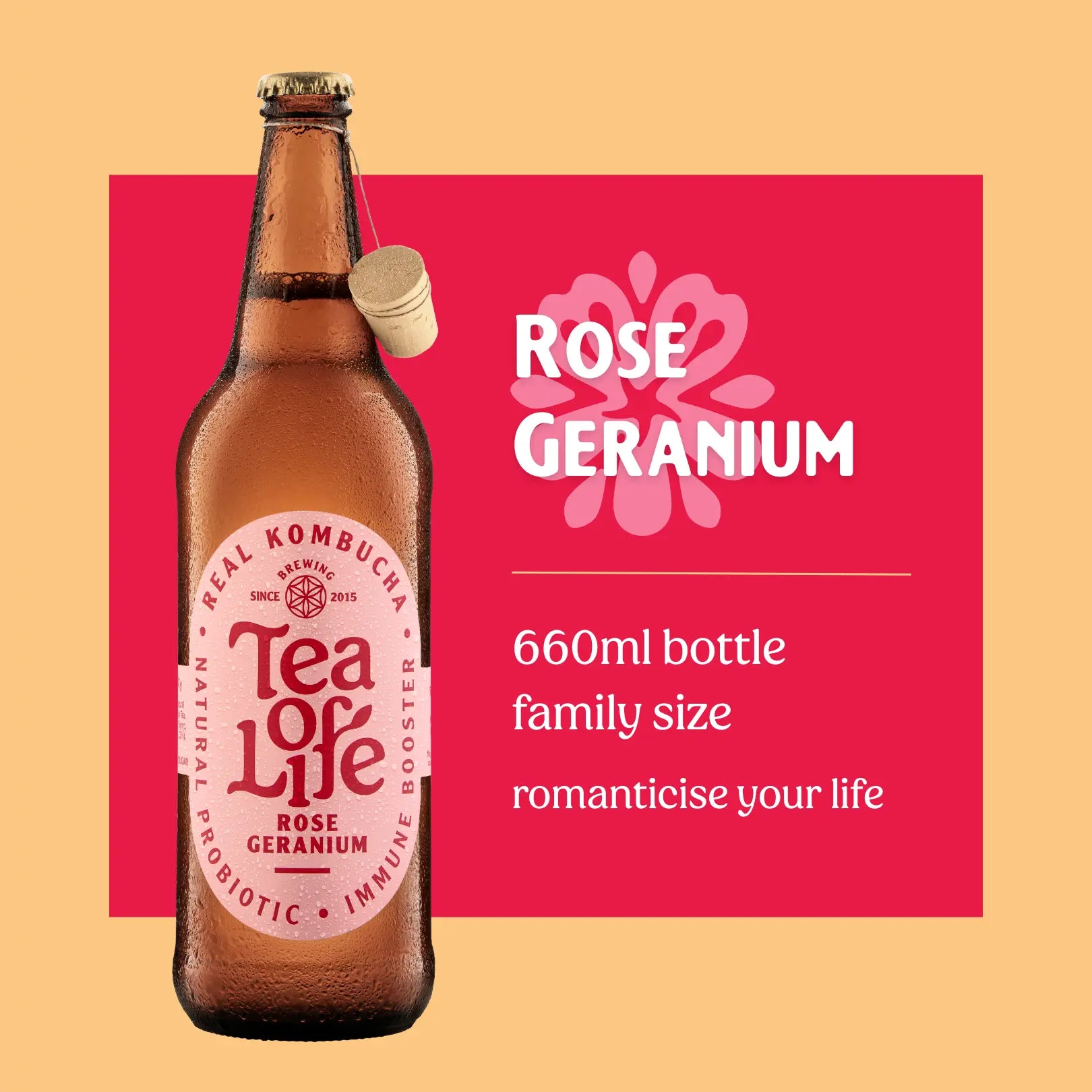 Family size Rose Geranium Kombucha